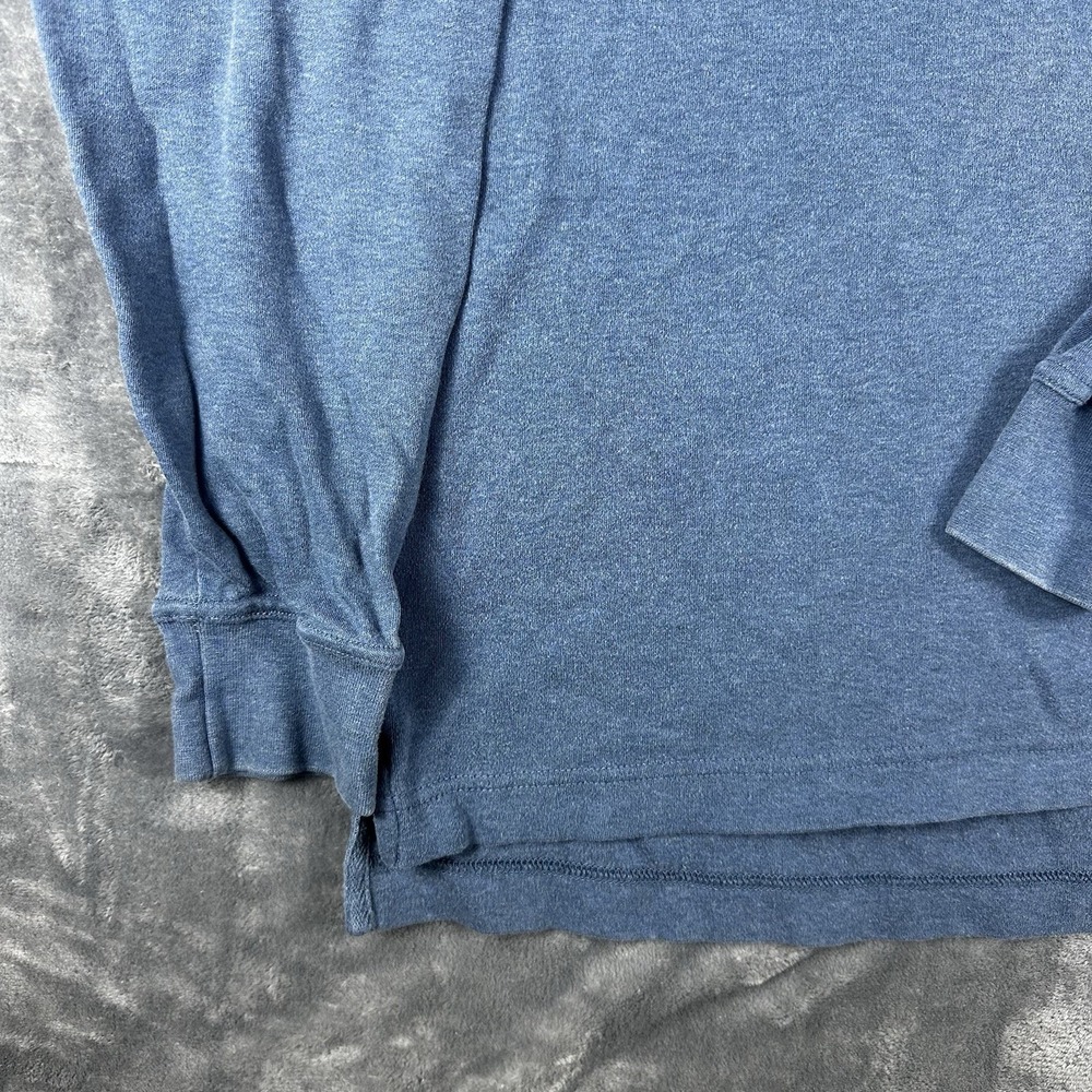 St John's Bay Sueded Polo Shirt Men's Medium Blue Long Sleeve Casual Soft Suede - Picture 6 of 15